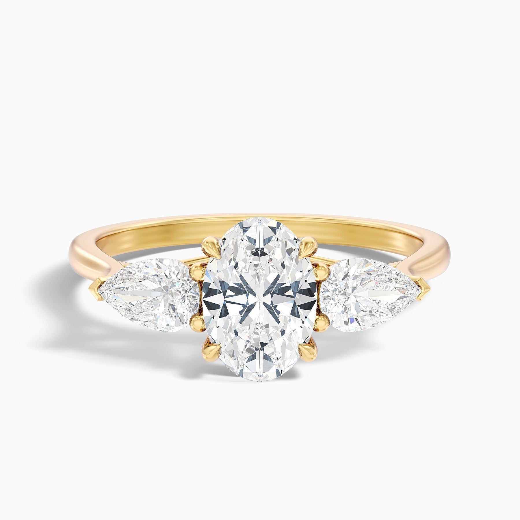 Frozen Three Stone Oval Halo Moissanite Engagement Ring